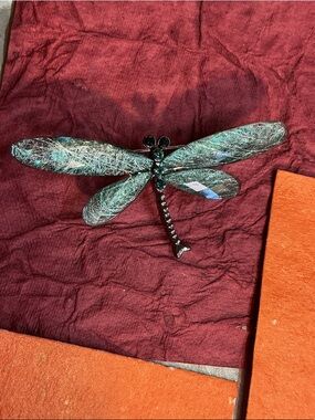 Beautiful Green Iridescent Dragonfly Brooch